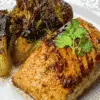 plate of mahi mahi and roasted broccoli