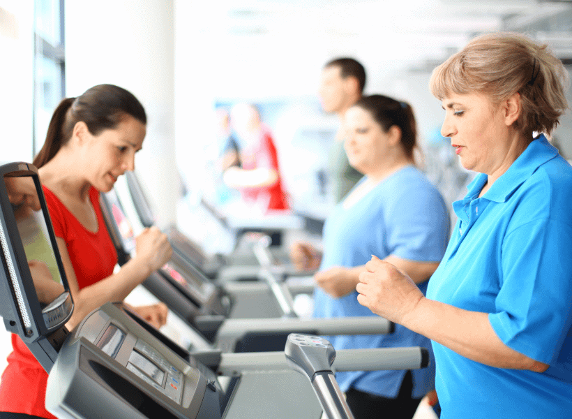 overweight woman on treadmill