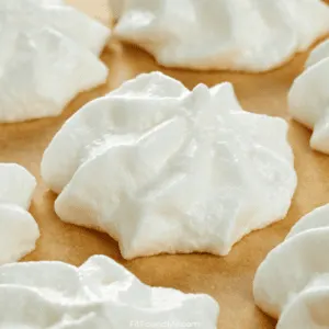 up close image of sugar free meringue cookies