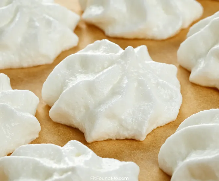 up close image of sugar free meringue cookies