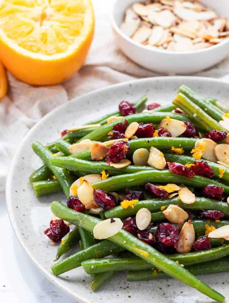 Green Beans Almondine with cranberries and almonds