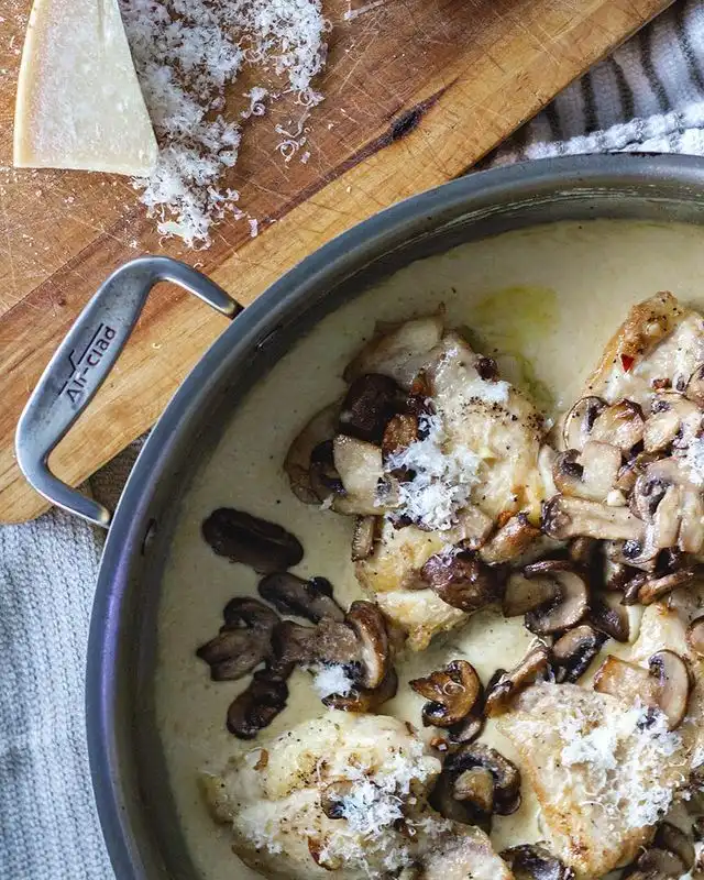 Creamy Parmesan Garlic Mushroom Chicken