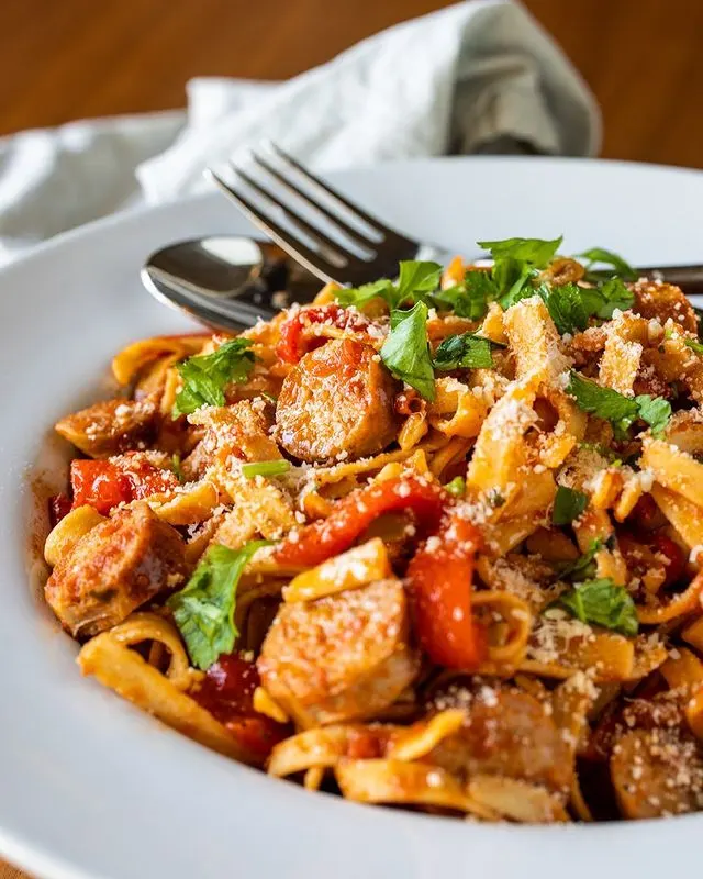 Italian Sausage & Red Pepper Fettuccine Arrabbiata