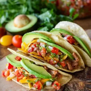 Steak Tacos with Spicy Pico de Gallo and Avocado Slices