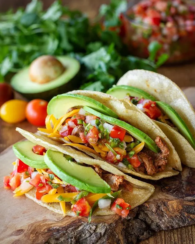 Steak Tacos with Spicy Pico de Gallo and Avocado Slices