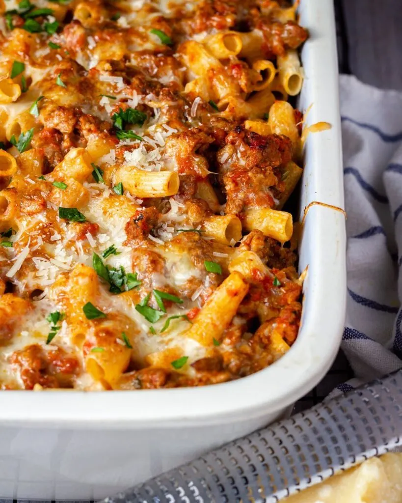 Baked Penne Arrabbiata with Italian Sausage