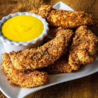 Crispy Baked Chicken Tenders with “Honey” Mustard