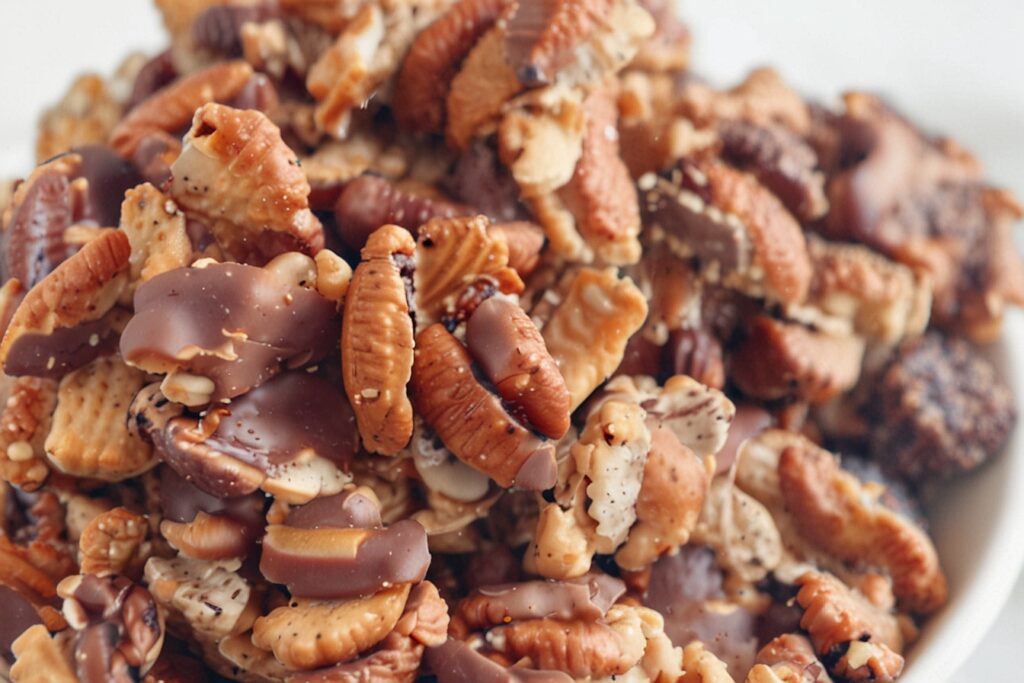 Crunchy almonds, pecans, and walnuts snack mix