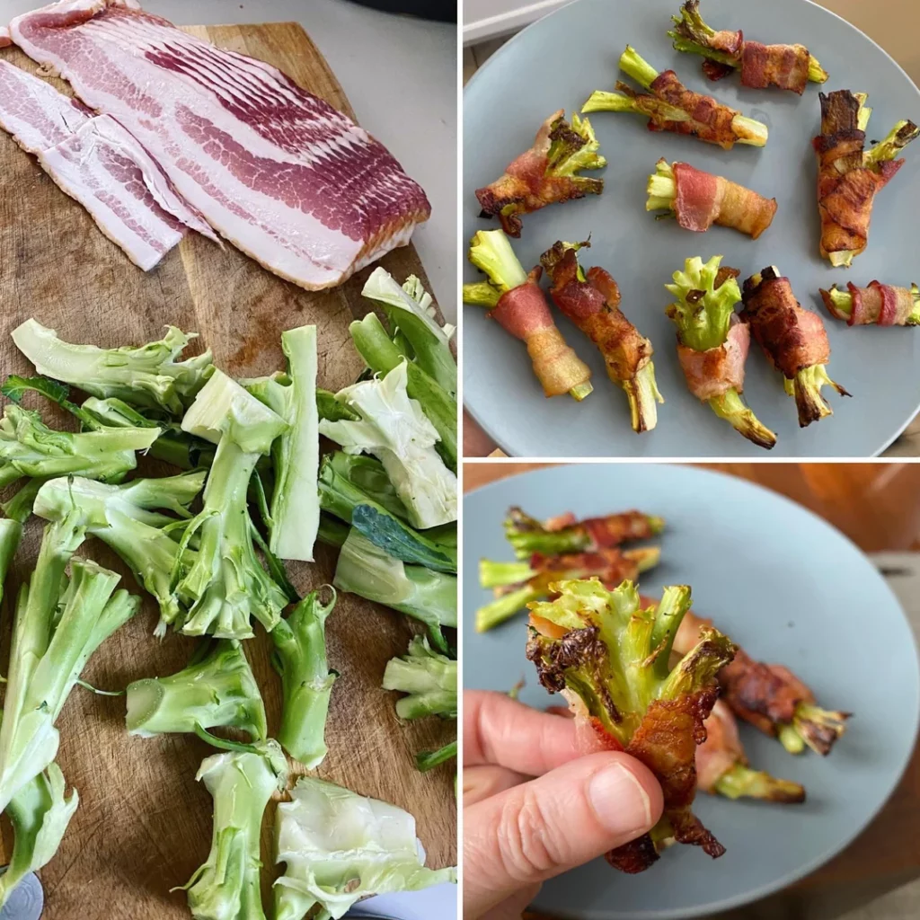 Bacon-wrapped broccoli stalks