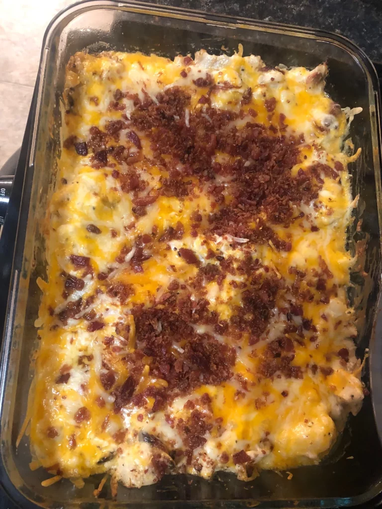 Cheesy Cauliflower Bacon Ranch Chicken Casserole