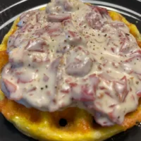 Creamed Chipped Beef on Chaffles