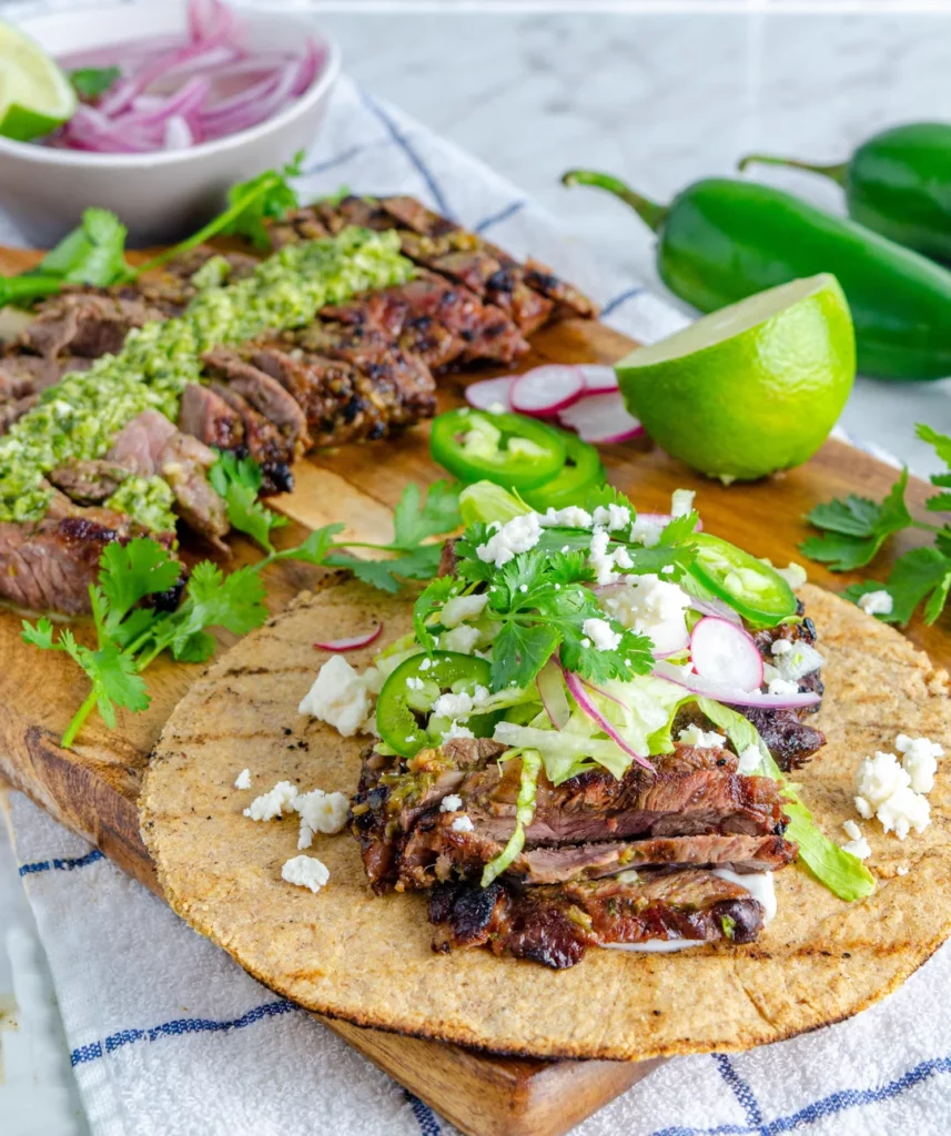 Grilled Chimichurri Steak Fajitas on Low Carb Tortillas