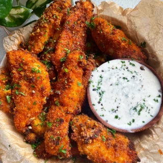 Pork Rind Crusted Baked Chicken Tenders