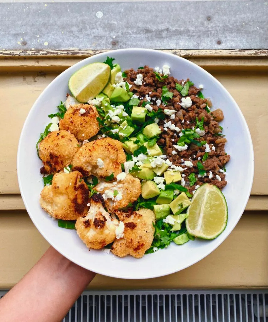 Low Carb Taco Bowl With Roasted Cauliflower