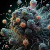 Cancer,Cells,Metastasizing,In,A,Black,Background