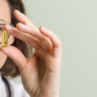 Female,Doctor,Takes,Vitamin,Capsule.,Healthy,Lifestyle,,Nutritional,Supplements,,Vitamin