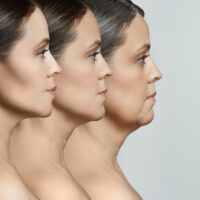 Female,Face,Representing,Aging,Concept.,Comparison,Of,Young,,Middle,Aged